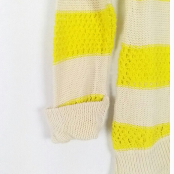 Roxy Striped Knit High Low Sweater White Yellow - Picture 4 of 7